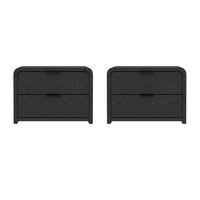 Manhattan Comfort Grace 28" Modern 2-Drawer Nightstand Set - Black-Modern Nightstand for Bedroom and Living Room Use