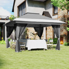 Outsunny 11.7 ft W x 11.7 ft L Pop Up Canopy Tent with Sand Bags - UPF50+-Three adjustable leg heights for various needs