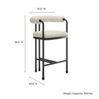Modway Turin Curved Back Boucle and Metal Counter Stool - Black/Pearl-Padded Seat for Comfort