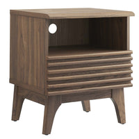 Modway Render Nightstand - Walnut-Mid-Century Bedside Table