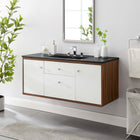 Modway Transmit 48" Wall-Mount Bathroom Vanity - Walnut/Black-Wall-Mount Design