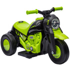 Qaba 3 Wheels 6V Kids Electric Motorcycle with LED Headlight - Green-Allows forward and backward movement for varied driving experiences 