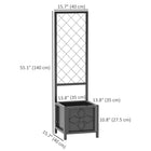 Outsunny Galvanized Metal Planter Box with 55" H Trellis - 16" L x 16" W - Black-Drainage hole prevents waterlogging, ensuring plant health 
