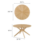 Modway Crossroads Round Wood Coffee Table - Oak-Rubberwood and MDF