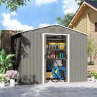 Outsunny 8' x 6' Outdoor Storage Shed - Light Grey-Double sliding door for easy access in and out, lockable for security

