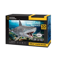 National Geographic 3D Puzzle Great White Shark-Piece together a lifelike 3D model of the iconic Great White Shark