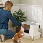 PawHut Large Stainless Steel Cat Litter Box with Lid - 23.7" L x 15.8" D - Light Grey-Spacious XL inner fits cats up to 33 lbs. (15 kg), suitable for big cats or multi-cat homes 