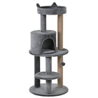 PawHut 41" Cat Tree Tower with Condo, Scratching Posts and Hanging Ball - Grey-Multi-level design satisfies your cat's instinct for climbing			 