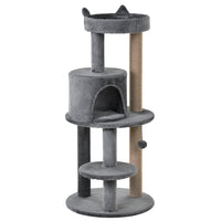 PawHut 41" Cat Tree Tower with Condo, Scratching Posts and Hanging Ball - Grey-Multi-level design satisfies your cat's instinct for climbing			 