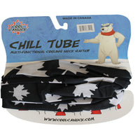 Cool Canuck Chill Tube Cooling Neck Gaiter - Black with Canada Print - 2 Pack-Features a Canada-themed pattern