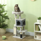 PawHut 41" Cat Tree with Scratching Posts, Bed and Condo - Light Grey-Scratching posts prevent damage to home furnishings 