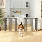 PawHut 30" H Foldable Indoor Dog Playpen with Door - Black-This pet gate can be formed in any shape you want, L-shape, U-shape, pentagonal, etc 