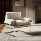 Modway Ansel Boucle Fabric Accent Chair - Newsprint-Fixed Padded Seat
