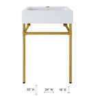 Modway Redeem 24" Wall-Mount Gold Stainless Steel Bathroom Vanity - Gold/White-Wall-Mount