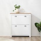 HOMCOM Hallway Shoe Cabinet with 2 Flip Drawers for 12 Pairs - White-Compact design makes it great for small entryways or any narrow places