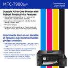 Brother INKvestment Tank MFC-T980DW Wireless & Ethernet Inkjet All-in-One Printer -  Colour - Multipurpose Tray-Manage your printer remotely with Brother Mobile Connect