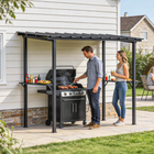 Outsunny 9' x 6' Hardtop Grill Gazebo, BBQ Gazebo with 2 Side Shelves ...