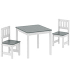 Qaba Kids Table & Chairs Set, Toddler Table & 2 Chair Set for Activity, Art, Craft, Reading for 3-8 Years - Grey-Ergonomically designed for kids aged 3-8, promoting healthy posture and independence
