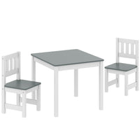 Qaba Kids Table & Chairs Set, Toddler Table & 2 Chair Set for Activity, Art, Craft, Reading for 3-8 Years - Grey-Ergonomically designed for kids aged 3-8, promoting healthy posture and independence
