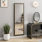 HOMCOM Rectangle Full Body Mirror - 21" W x 64" H - Black-Colour: Black, Natural 
