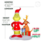 GEMMY Airblown Inflatable Christmas Grinch and Max with Presents - 71" x 49"-For indoor and outdoor use