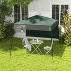 Outsunny 7 ft W x 7 ft L Garden Foldable Pop Up Gazebo Tent - Green & Black-With foldable steel frame for stability and convenience