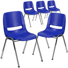 Flash Furniture HERCULES Kid's Navy Ergonomic Shell Stack Chair with Chrome Frame & 14" Seat Height-Set of 5 Multipurpose Stack Chairs