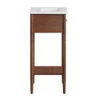 Modway Zaire 18" Bathroom Vanity - Walnut/White-Ceramic Sink Basin