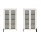 Manhattan Comfort Abbey 31.5" Modern Décor Cabinet - Maple and Off White - Set of 2-Modern Décor Cabinet for Home Office, Living Room, Dining Room and Extra Storage Use. Set of 2