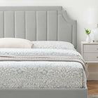 Modway Sienna Performance Velvet Twin Platform Bed with Black Wood Legs - Light Grey-Reinforced Center Beam and Support Legs