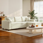 HOMCOM Chaise Sectional Corner Corduroy Sofa - Cream White-Supports up to 992 lb. (450 kg) for robust durability