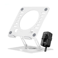 Uncaged Ergonomics Travel Pack RISE Swivel Laptop Stand & Travel Charger - White-Rise Swivel Adjustable Laptop Desk Stand 2.0 holds laptops in an ergonomic friendly position.