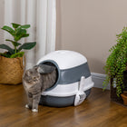 PawHut Covered High Sided Cat Litter Box with Lid - White-An included air freshener, which stops unwanted odors from spreading 