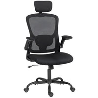 HOMCOM Ergonomic Office Chair with 4D Lumbar Support - Black-Full-body ergonomic support, rotatable, adjustable headrest and 4D lumbar support to fit your body