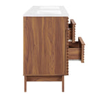Modway Render 48" Double Sink Bathroom Vanity - Walnut/White-Ceramic Double Sink Basin