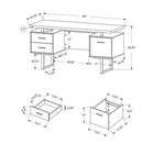Monarch Specialties 7081 60" Computer Desk - White/Silver Metal-Finished on all sides in a sleek white laminate, with a durably designed supporting grey metal base in a modern u shape for stability with a fashionable style.