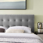 Modway Emily Biscuit Tufted Performance Velvet King Headboard - Grey-Elegant Biscuit Tufted Buttons
