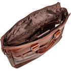 Mancini Buffalo Single Compartment Briefcase for 15.6" Laptop / Tablet - 16" x 3.25" x 11.75" - Brown-Front and Rear pockets