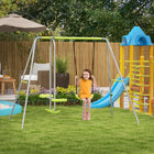 Outsunny Swing Set for Kids - Heavy Duty A-Frame Metal Swing Frame - Green-Can fit up to three children at once 