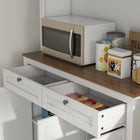 HOMCOM 71" H Pantry Cabinet with Microwave Space and Buffet Hutch - White-Anti-tipping design enhances safety by securing to the wall 