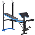 Soozier Adjustable Weight Bench with Barbell Rack and Leg Developer for Weight Li fting and Strength Training-Heavy-duty study frame for long term use, high-density foam and leg roller for optimal comfort 