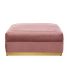 Modway Sanguine Channel Tufted Performance Velvet Modular Sectional Sofa Ottoman - Dusty Rose-Gold Stainless Steel Base