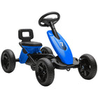 Qaba Kids Pedal Go Kart with Silent EVA Wheels - Blue-Strong plastic body and solid steel frame support up to 66 lb. (30 kg) safely 