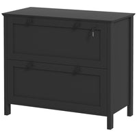 HOMCOM Lateral File Cabinet with Lock - Black-Hanging bar adjusts to fit letter, A4, and legal-sized files