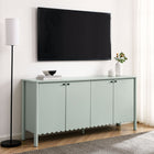 Modway Emmeline 66" 4-Door Scalloped Sideboard Cabinet - Sage-Adjustable Shelf