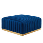 Modway Conjure Channel Tufted Performance Velvet Ottoman - Gold/Navy-Channel Tufting Details