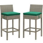 Modway Conduit Outdoor Patio Wicker Rattan Bar Stool - Light Gray Green - Set of 2-Modern Outdoor Bar Stool