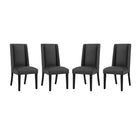 Modway Baron Vinyl Dining Chair - Black - 4 Pack-Elegant Modern Dining Side Chair