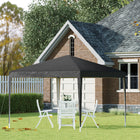 Outsunny 10 ft W x 10 ft L Folding Pop Up Tent Canopy Outdoor Gazebo - Black-4 pull ropes and 8 ground nails ensure stable fixation on ground