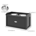 PawHut Large Elevated Dog Bowl Stand with Bowl and Storage - Black-Metal slide rail with convenient handle allows smooth opening and closing 
